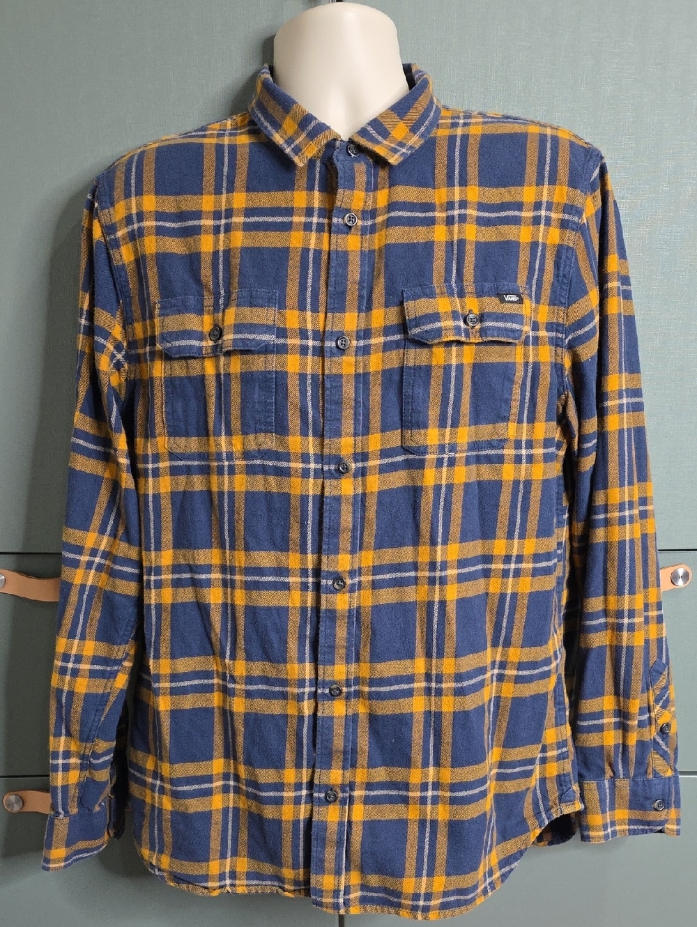 755 Vans Westminster Plaid Flannel Button Down Shirt Size L Classic Fit